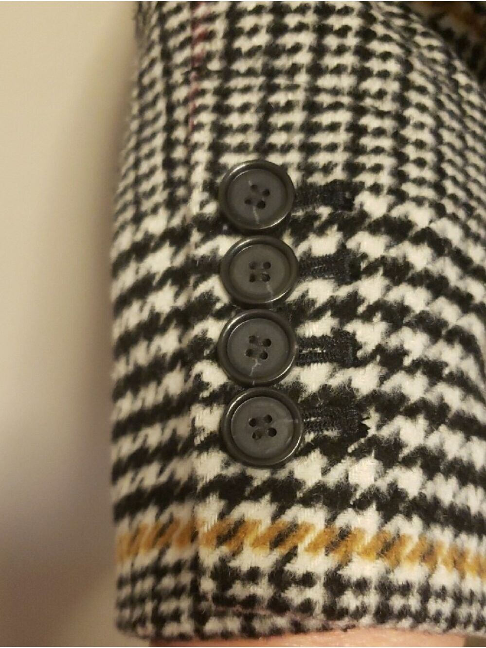 LOFT Plaid Single-Button Wool Blend Blazer in Black, Cream & Tan - Picture 4 of 8